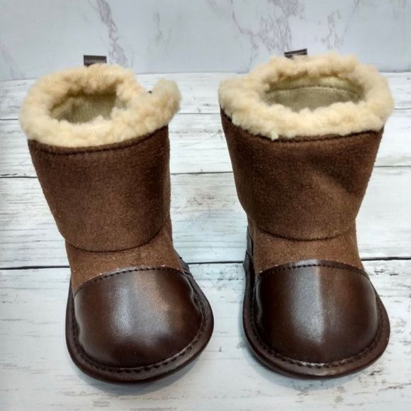 Little Me Other - $ Little Me Baby Booties Boots Brown Fur Lined Unisex Boy Girl Size 2 3 Boot